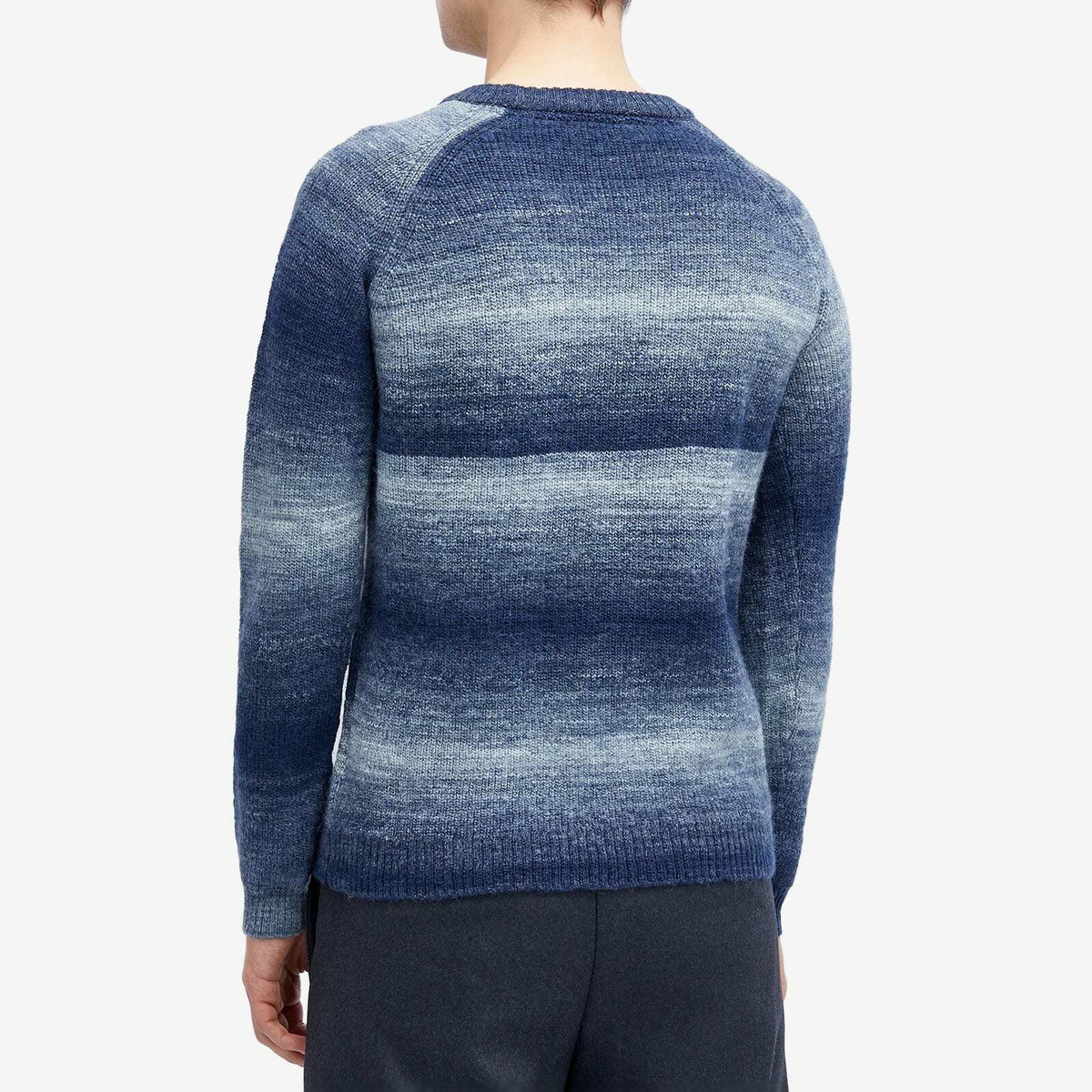 Percival Men's Patina Ribbed Crew Neck Sweater in Blue