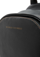Brunello Cucinelli Logo Grained Leather Backpack - Black - One Size