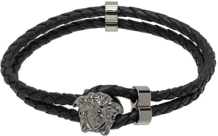 Photo: Versace Black Medusa Braided Leather Bracelet