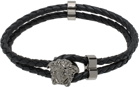 Versace Black Medusa Braided Leather Bracelet