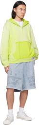 Maison MIHARA YASUHIRO Blue Bleached Graffiti Print Sweat Shorts