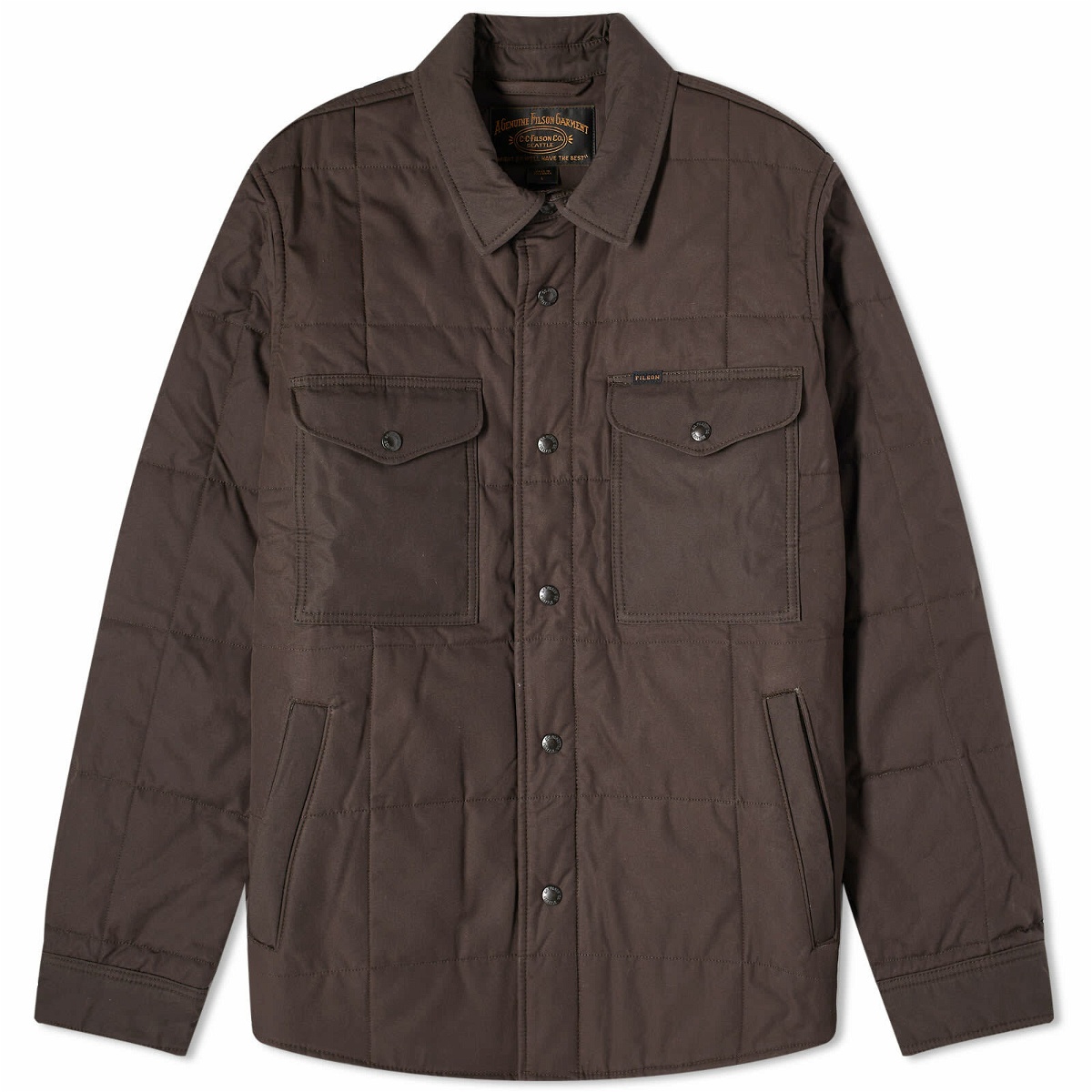 Photo: Filson Men's Cover Cloth Quilted Shirt Jacket in Cinder