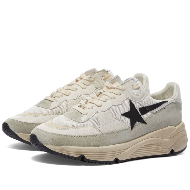 Photo: Golden Goose Men's Running Sole Sneakers in White/Ivory/Black/Ice