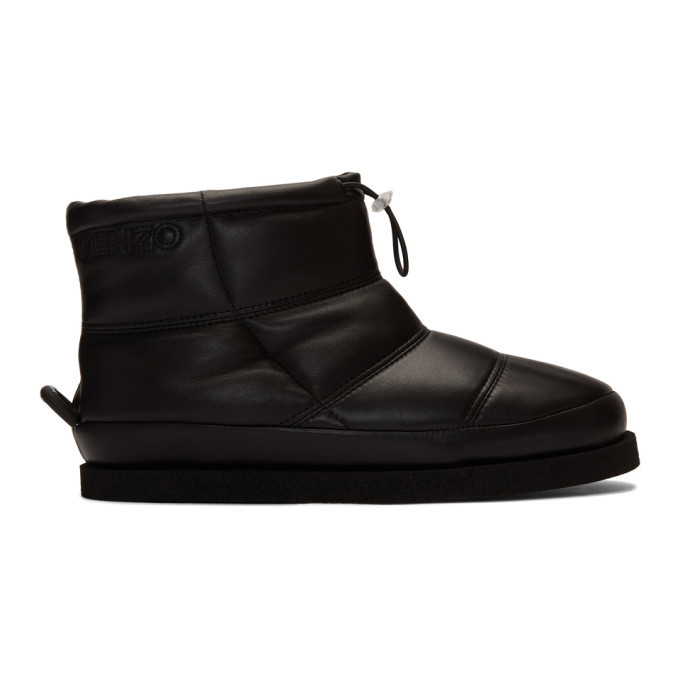 Kenzo Black Leather Kusco Boots Kenzo