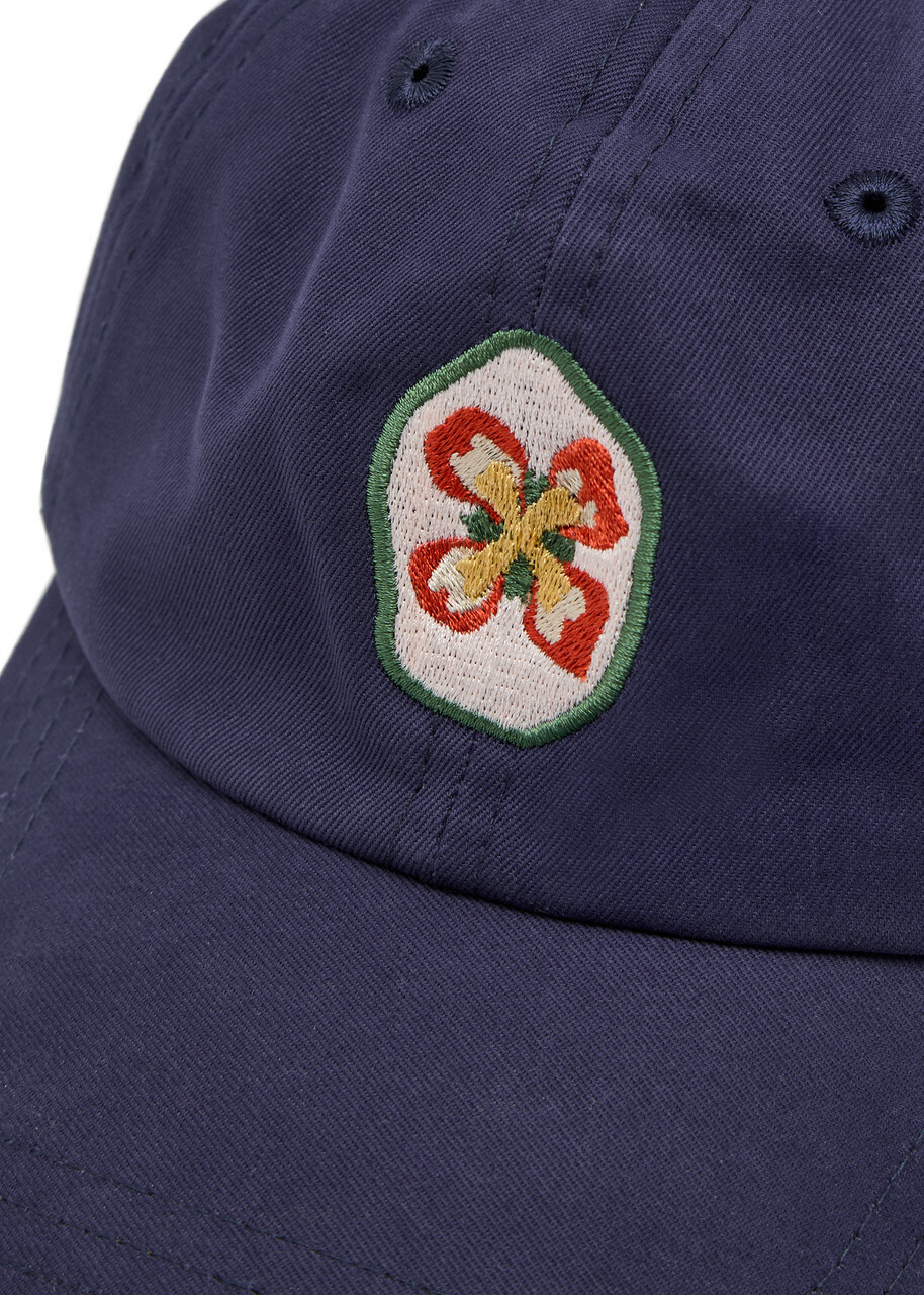 Drake's Petal Flower Appliquéd Cotton cap - Navy - One Size