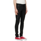 AMIRI Black Waxed Staggered Logo Skinny Jeans