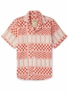 OAS - Camp-Collar Checked Cotton-Terry Shirt - Red