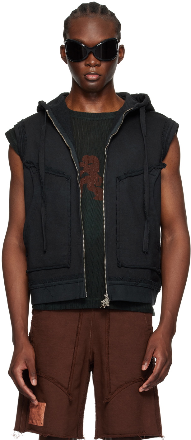 YAKU SSENSE Exclusive Black Ralien Sleeveless Hoodie