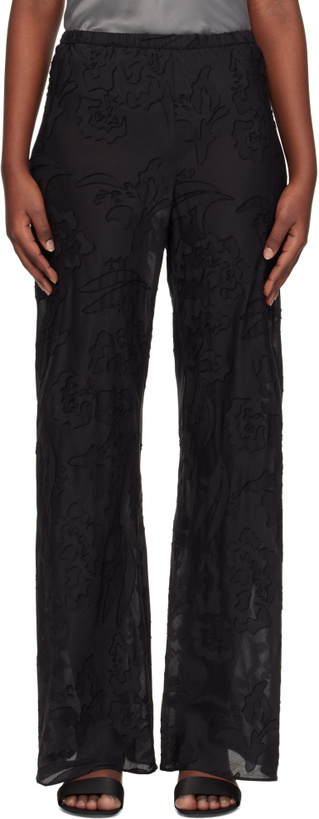Photo: Silk Laundry Black Clip Silk Bias Cut Lounge Pants