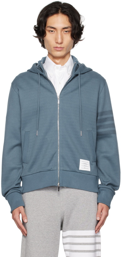 Photo: Thom Browne Blue 4-Bar Hoodie