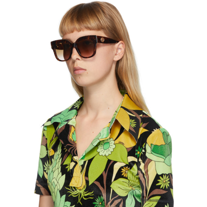 Fendi Tortoiseshell F Is Fendi Square Sunglasses Fendi
