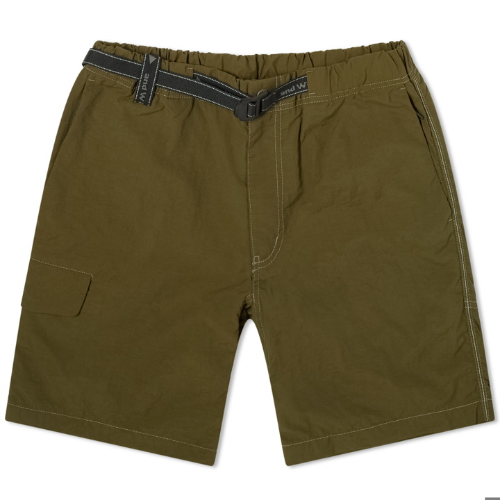 Photo: and wander Men's Nylon Taffeta Hiker Shorts in Dark Khaki