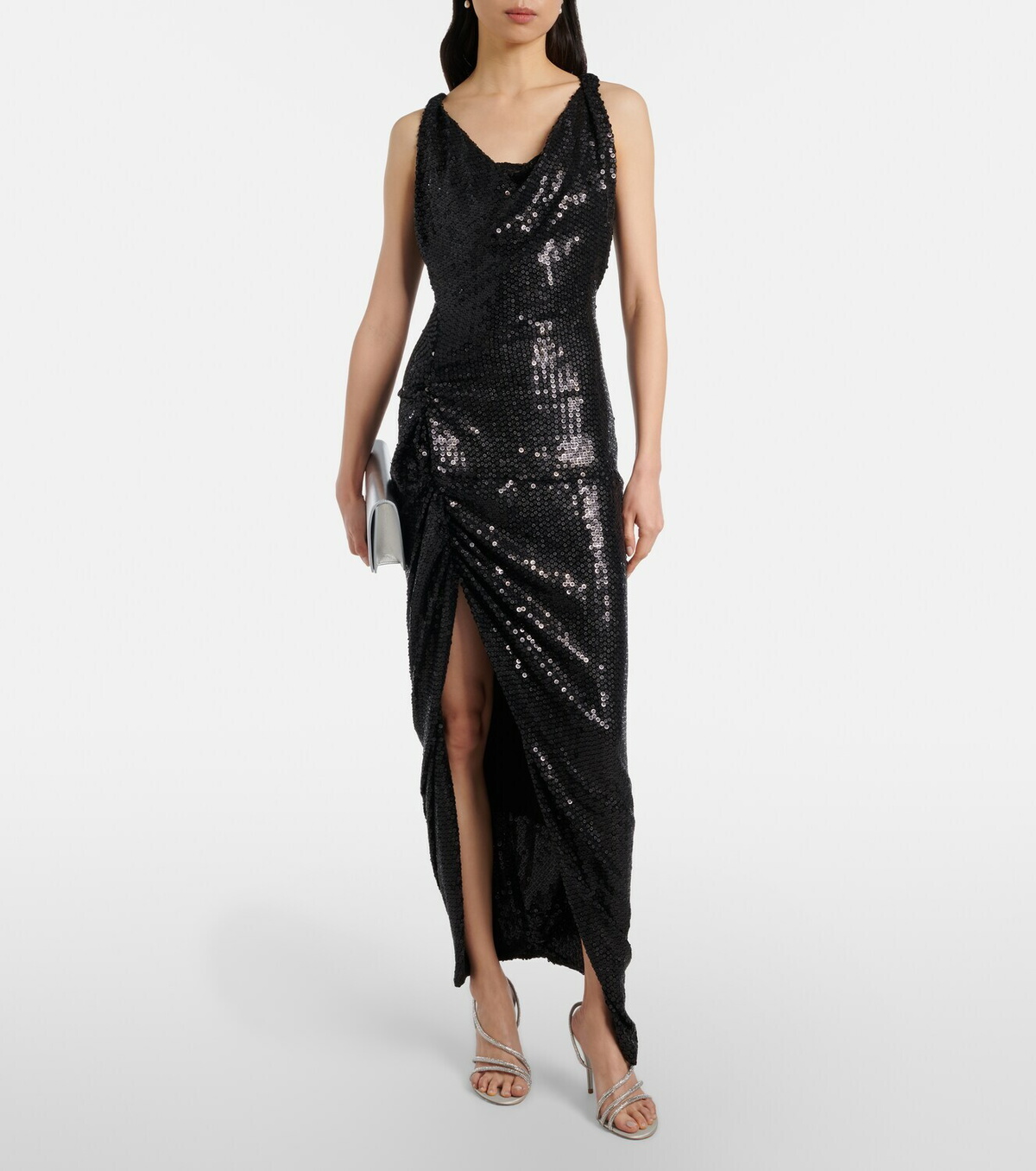 Rene Caovilla Crystal-embellished satin sandals
