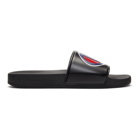 Champion Reverse Weave Black Logo Pool Slides