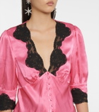 Rixo Amanda lace-trimmed satin top