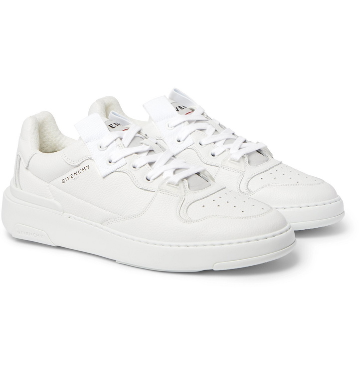 Photo: Givenchy - Wing Grosgrain-Trimmed Full-Grain Leather Sneakers - White