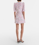 Alessandra Rich Lace-trimmed floral silk minidress