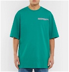 CALVIN KLEIN 205W39NYC - Oversized Embroidered Distressed Cotton-Jersey T-Shirt - Men - Turquoise