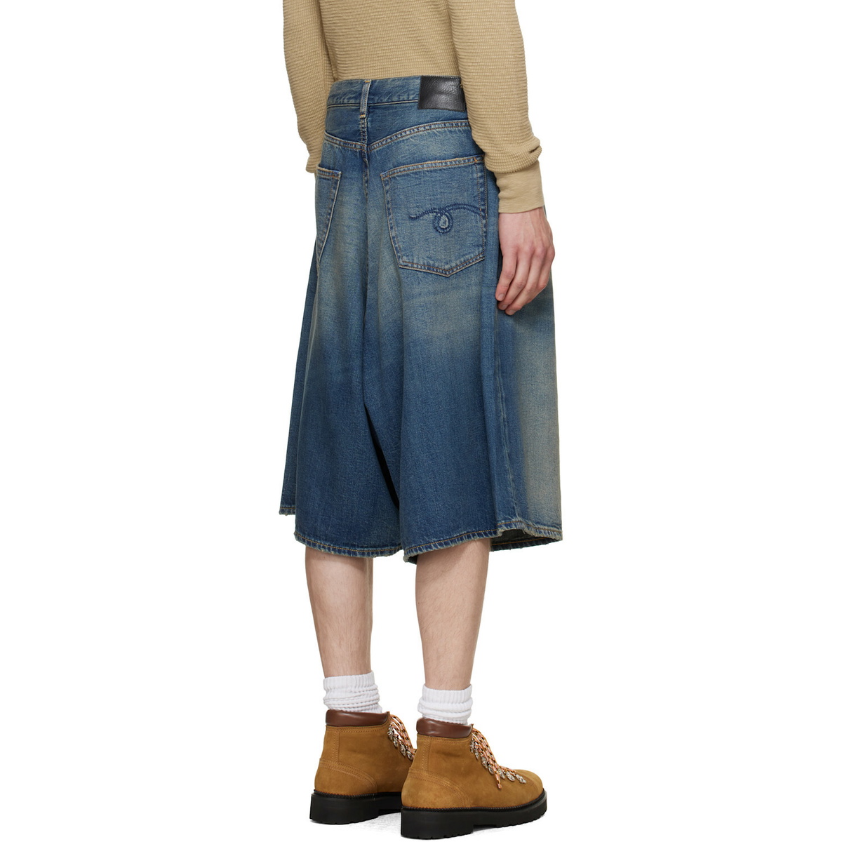 R13 Indigo Jesse Denim Shorts