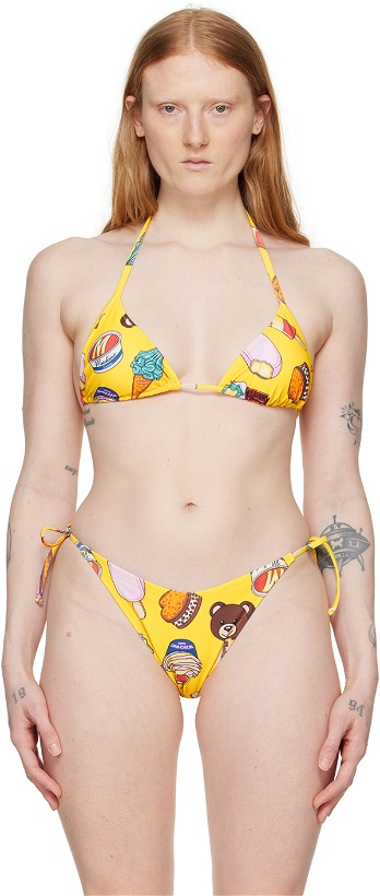 Photo: Moschino Yellow Printed Bikini Top
