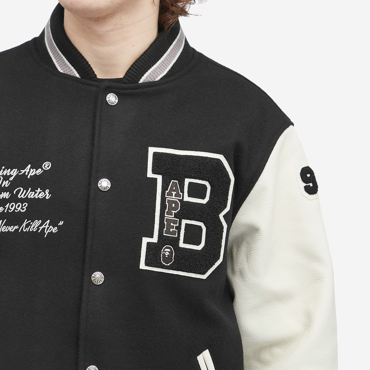 A Bathing Ape Men's Varsity Jacket in Black A Bathing Ape