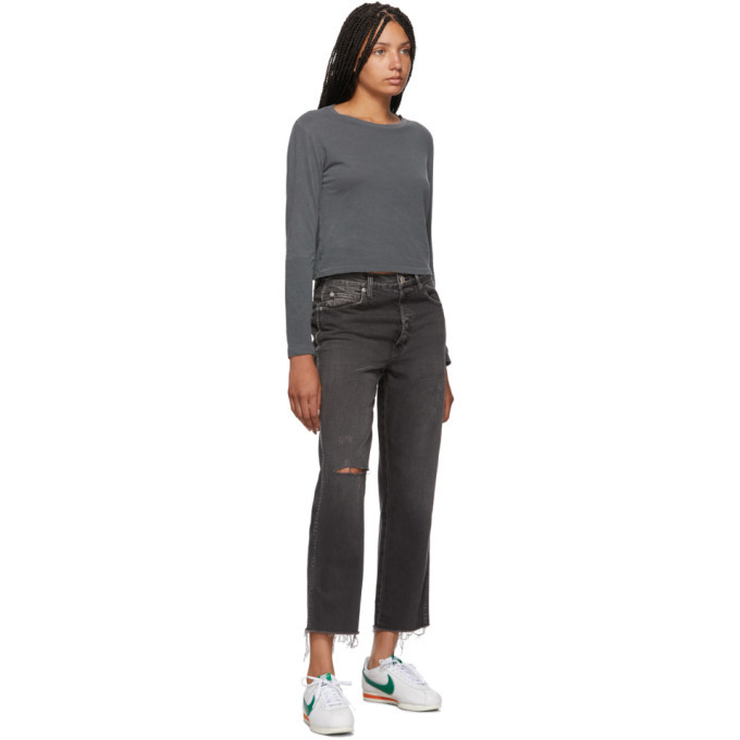 Amo Black Loverboy Relaxed Crop Straight Denim