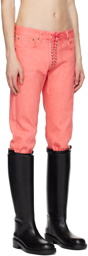 Ludovic de Saint Sernin Pink Lace-Up Jeans