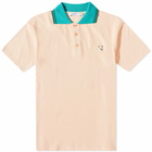 Maison Kitsuné Men's Tonal Fox Head Patch Polo Shirt in Peach