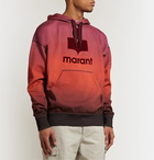 Isabel Marant - Logo-Flocked Dégradé Cotton-Blend Jersey Hoodie - Burgundy