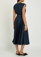 Joseph Volta Plissé Satin-crepe Midi Dress Indigo
