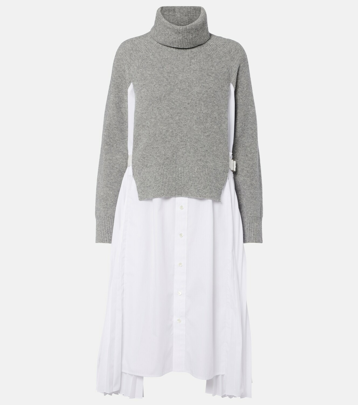 Sacai Layered turtleneck midi dress