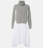 Sacai Layered turtleneck midi dress