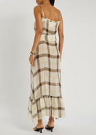 Lisa Marie Fernandez Checked Belted Linen-blend Maxi Dress Multicoloured