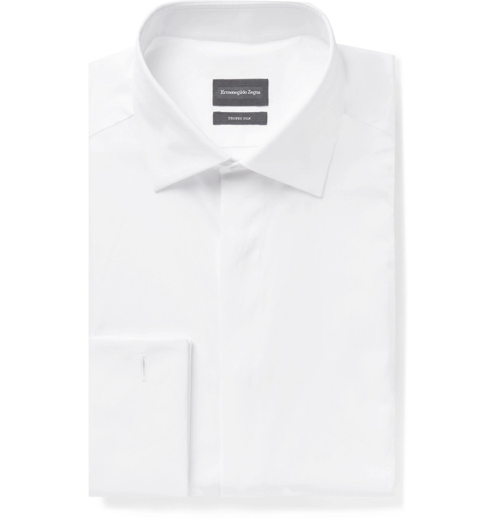 Photo: Ermenegildo Zegna - White Double-Cuff Cotton and Silk-Blend Shirt - White
