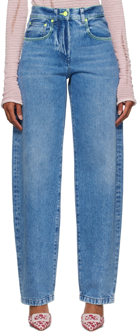 MSGM Blue Contrast Stitch Jeans MSGM