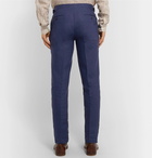 Thom Sweeney - Navy Slim-Fit Pleated Linen Trousers - Navy