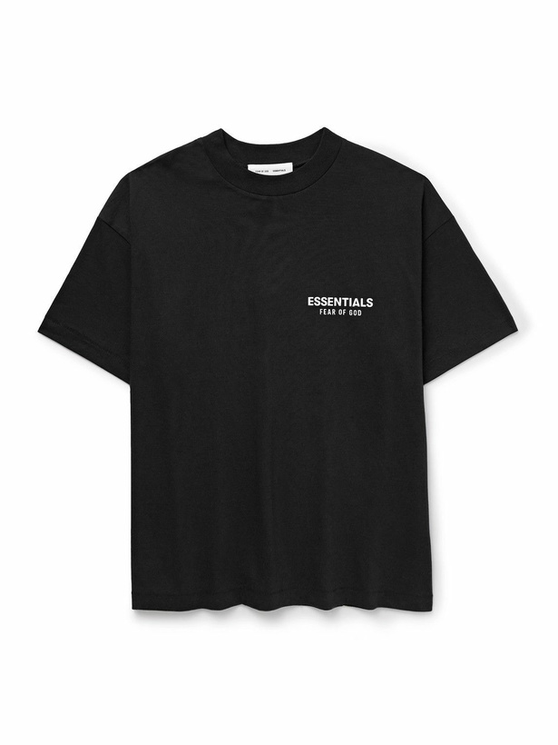 Photo: FEAR OF GOD ESSENTIALS - Logo-Appliquéd Cotton-Jersey T-Shirt - Black