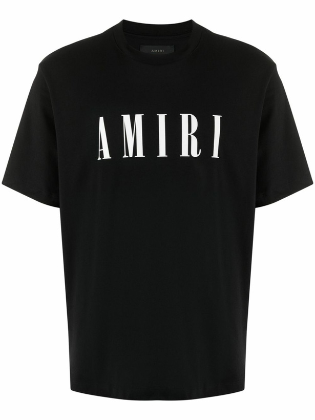 Photo: AMIRI Black Cotton Logo Print T-Shirt