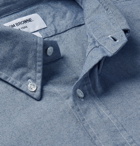Thom Browne - Button-Down Collar Striped Cotton-Flannel Shirt - Light blue