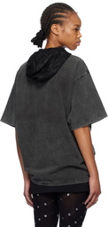 We11done Black Heart Cross Hooded T-shirt