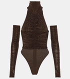 Alex Perry Arlie embellished halterneck bodysuit