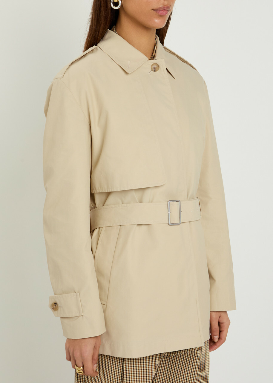 Vince Belted Cotton-blend Poplin Trench Jacket Yellow