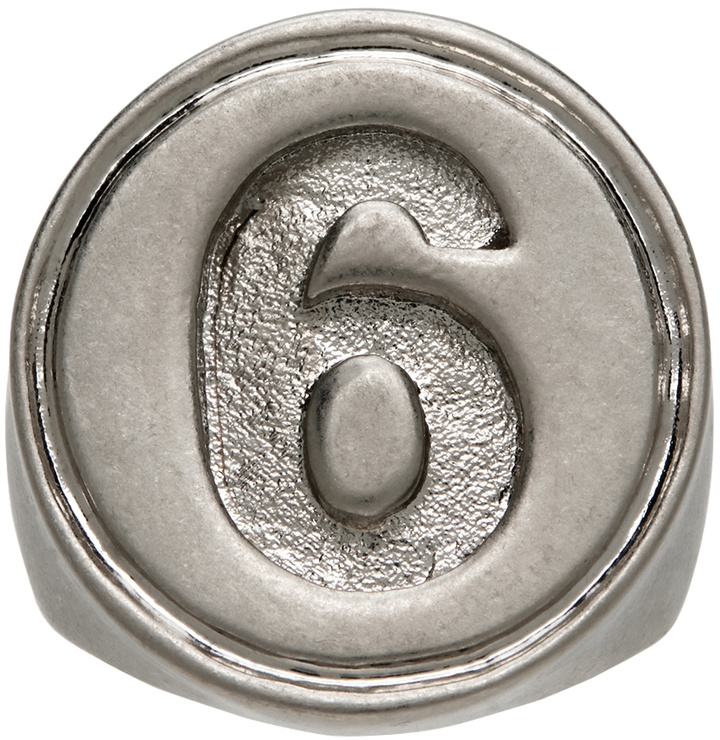 Photo: MM6 Maison Margiela Silver 6 Logo Signet Ring