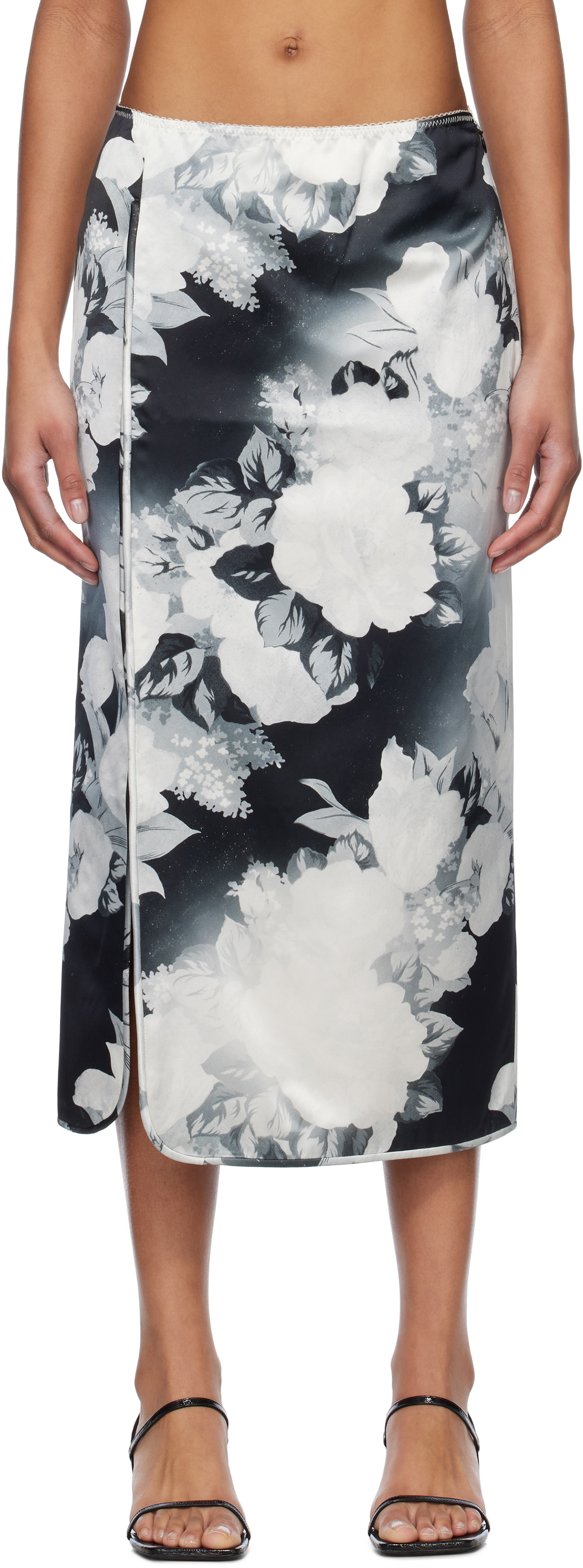 Meryll Rogge Black & White Slip Midi Skirt