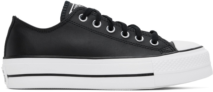 Photo: Converse Black Chuck Taylor All Star Platform Leather Low Top Sneakers