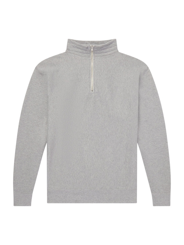 Photo: Kaptain Sunshine - Suvin Cotton-Jersey Half-Zip Sweatshirt - Gray