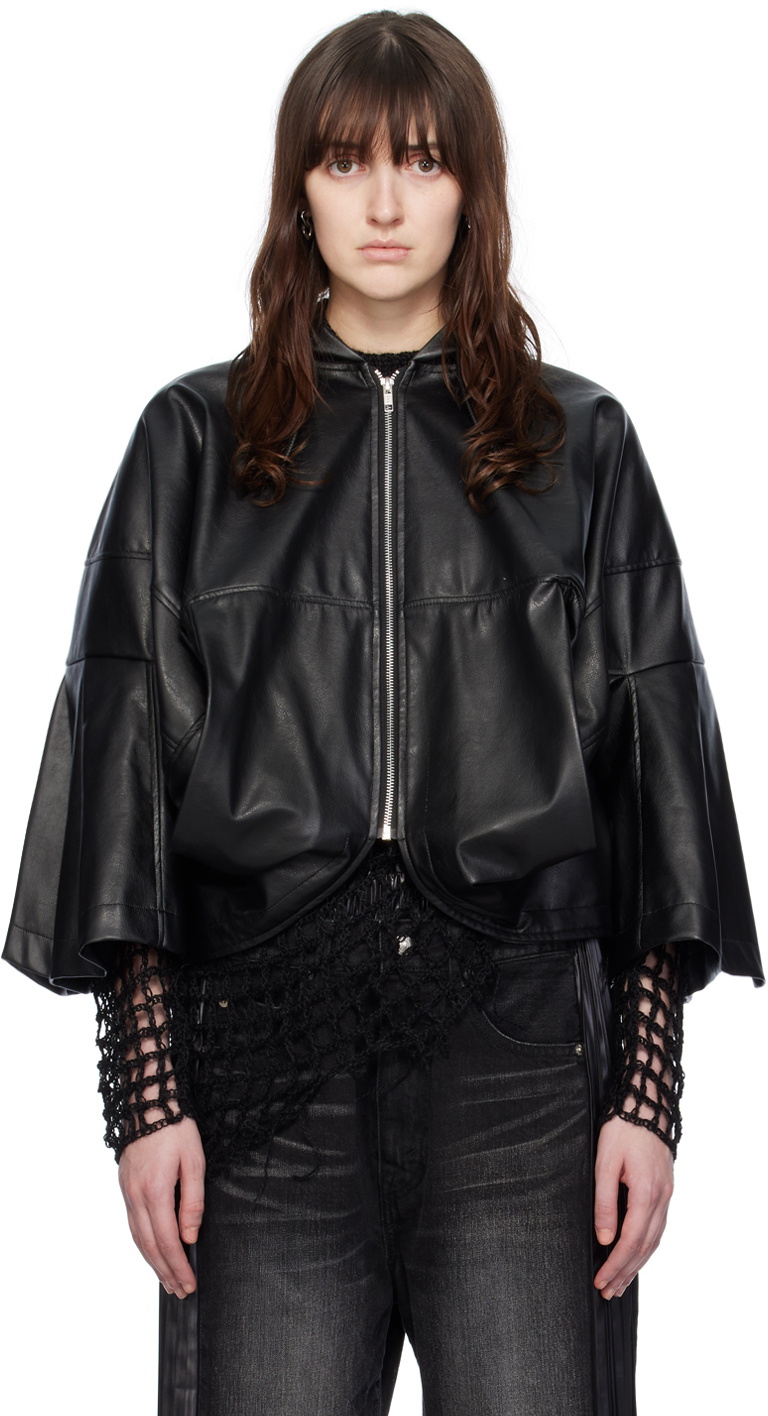 Junya Watanabe Black Zip Faux-Leather Jacket Junya Watanabe