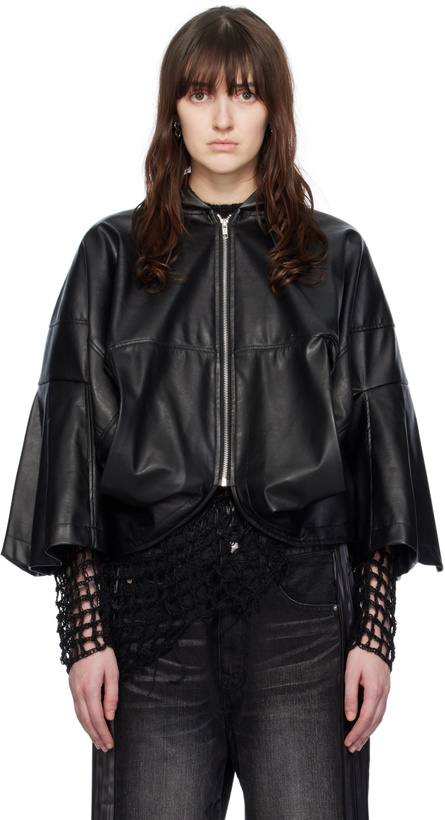 Photo: Junya Watanabe Black Paneled Faux-Leather Jacket