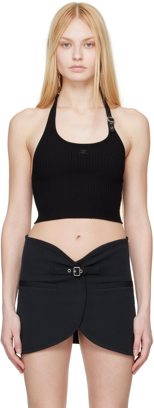 ★ Leey★ BUCKLE SLEEVELESS TOP BLACK P0000EGI Black Holistic Buckle Tank Top by Courrèges on Sale