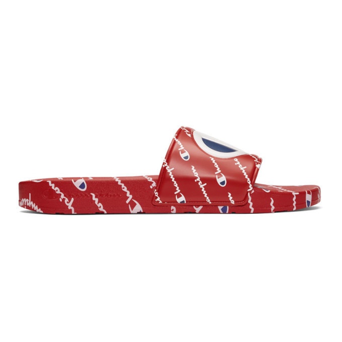 Photo: Champion Reverse Weave Red Repeat Logo Slides